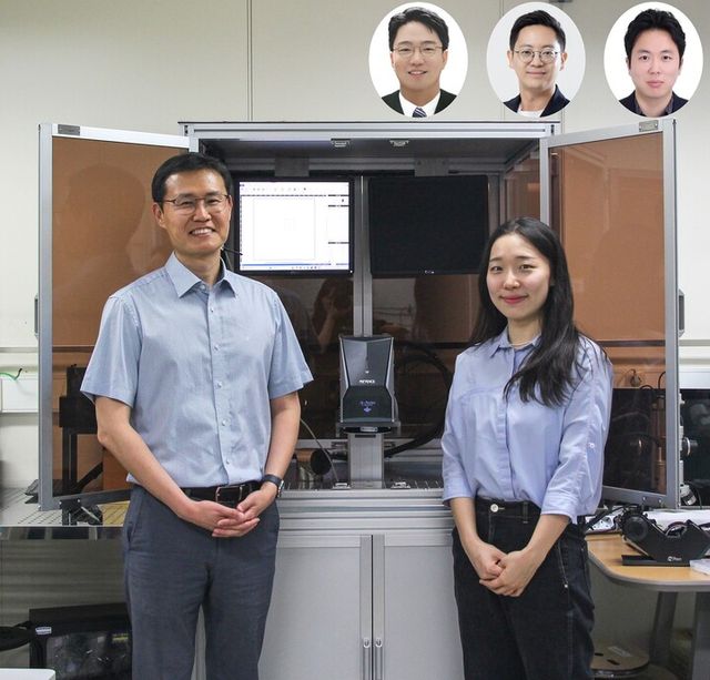 (왼쪽부터) 정재웅 교수, 이시목 박사과정, (오른쪽위 별도) 이건희 부산대 교수, 박성준 서울대 교수, 스티브 박 카이스트 교수 [사진=카이스트]