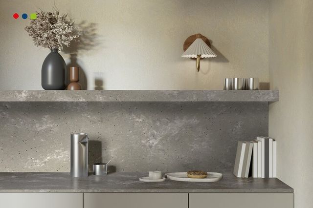 롯데케미칼 '아리아 컬렉션' 슬레이트(Slate)가 적용된 주방. [사진=롯데케미칼]