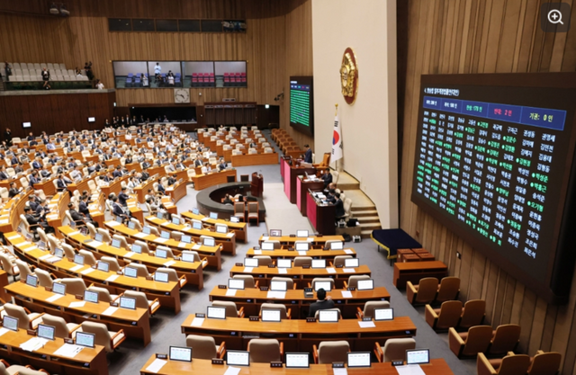 5일 국회 본회의에서 방송3법 중 방송법 개정안이 통과되고 있다. [사진=연하