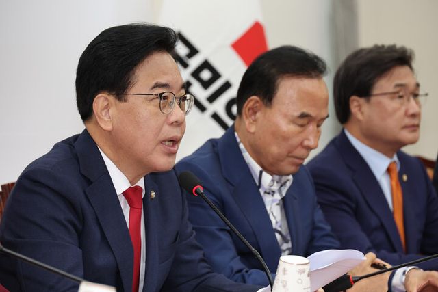 송언석 국민의힘 비상대책위원장 겸 원내대표가 7일 국회에서 열린 비상대책위원회의에서 발언하고 있다. [사진=연합뉴스]