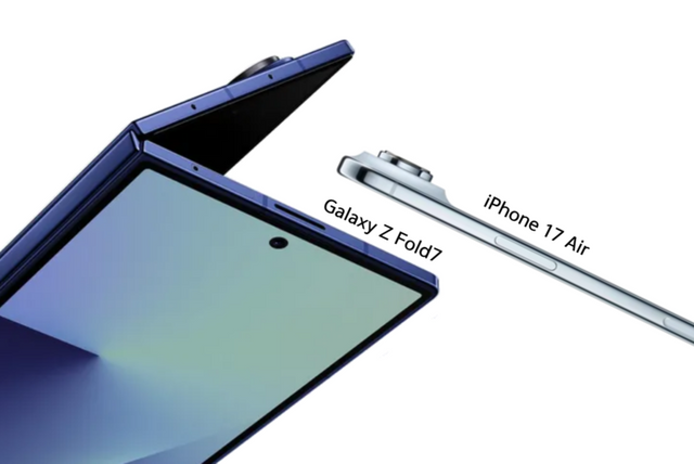 삼성전자 갤럭시Z 폴드7과 애플 아이폰17 에어. [사진=삼성전자·애플, 그래픽=김진영 기자]
