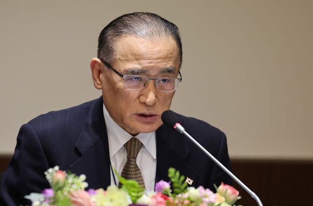 위성락 국가안보실장이 17일 서울 중구 한국프레스센터에서 한국신문방송편집인협회 주최로 열린 초청 간담회에서 발언을 하고 있다. [사진=연합뉴스]