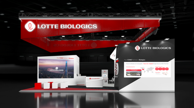 롯데바이오로직스 CPhI World Wide 단독 전시 부스. [사진=롯데바이오로직스]