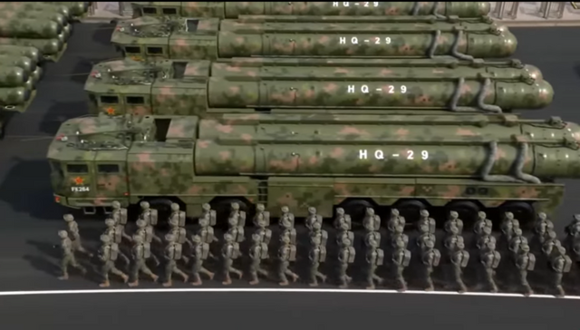 전승절 열병식에서 공개된 HQ-29 요격미사일체계. [사진=중국 CCTV 캡처]