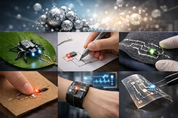 액체금속 파우더'는 앞으로 입는 컴퓨터, 형태가 변하는 적응형&nbsp;IoT&nbsp;시스템 등 다양한 분야에서 활용할 수 있을 것으로 기대된다. [사진=KAIST]