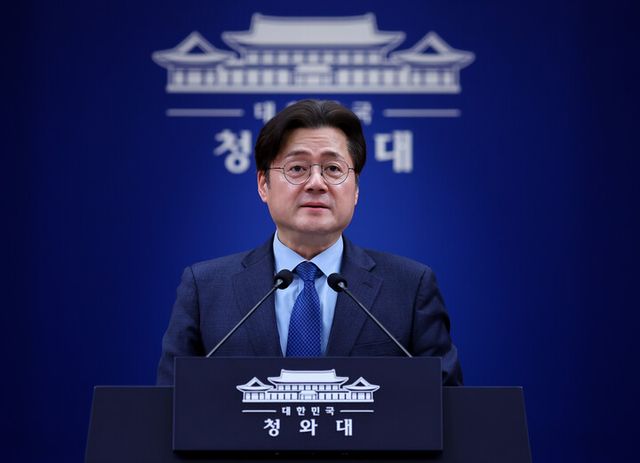 익표 정무수석이 20일 청와대 춘추관에서 서울-양평 고속도로 사업 재개 관련 브리핑을 하고 있다. [사진=연합뉴스]