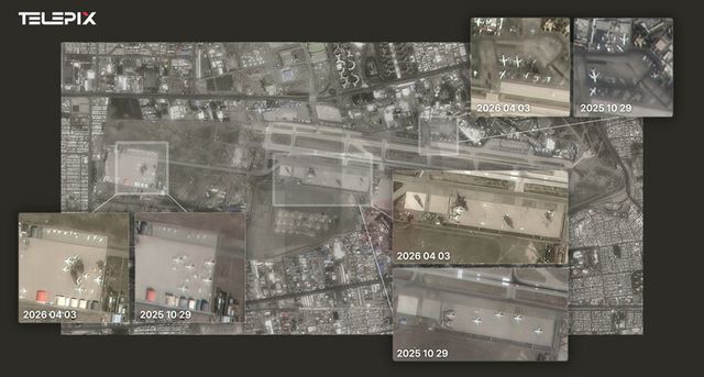 이란 테헤란 인근 메흐라바드&nbsp;공항에서 최소 4대 이상의 항공기가 공습으로 파괴된 정황을 확인했다. [사진=텔레픽스]