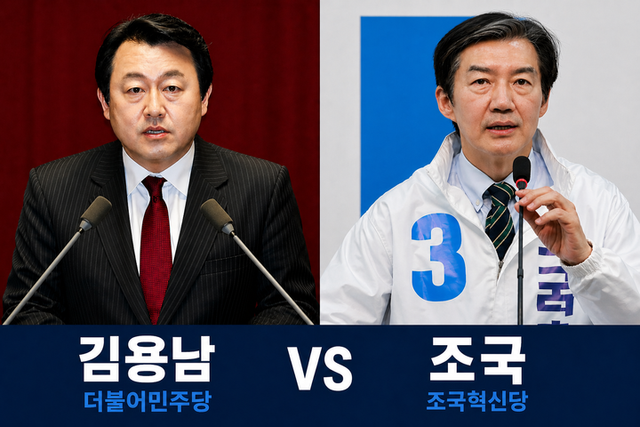 김용남후보와 조국후보[사진= 생성형 AI 이미지 제작]