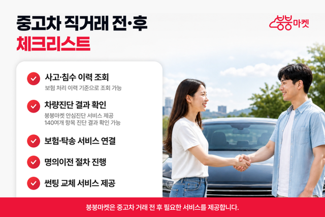 붕붕마켓, 중고차 직거래 전 체크리스트 공개. [사진=붕붕마켓]