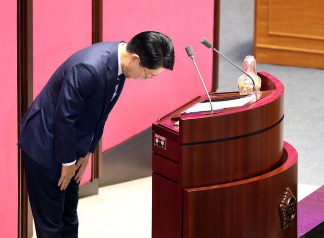 22대 후반기 국회의장에 선출된 더불어민주당 조정식 의원이 5일 국회에서 열린 '제436회 국회(임시회) 제1차 본회의'에서 당선 인사를 하고 있다.[사진=연합뉴스]