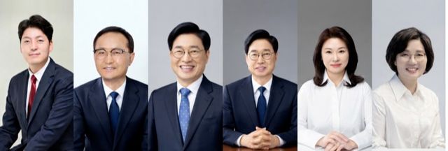 왼쪽부터 조성태, 권오규, 임동현, 박병천, 박진희, 송미애 의원. [사진=충북도의회]