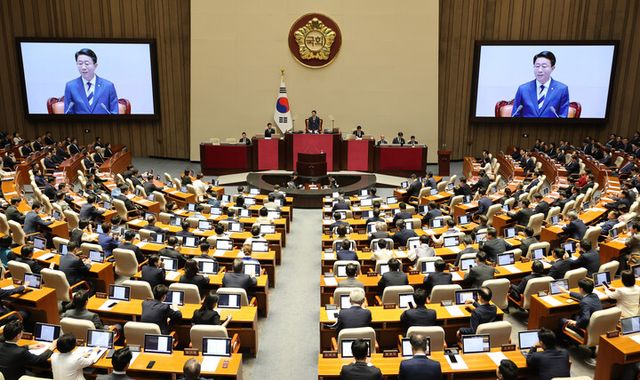 조정식 국회의장이 1일 국회에서 열린 정기국회 개회식에서 개회사를 하고 있다. [사진=연합뉴스]