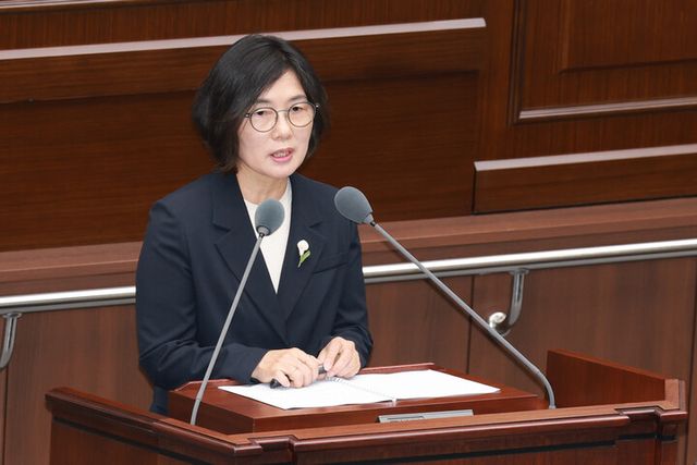 송미애의원 5분 자유발언. [사진=충북도의회]