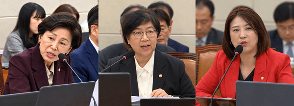 (왼쪽부터) 남인순 국회부의장, 정은경 보건복지부 장관, 최보윤 국민의 힘 의원&nbsp;