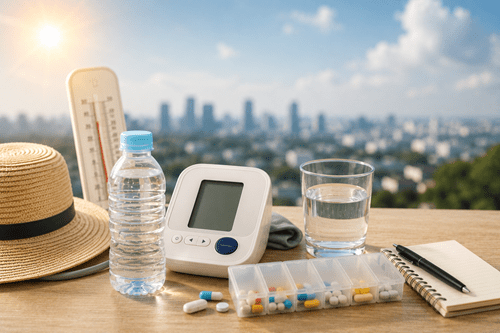 미국 질병통제예방센터(CDC)에 따르면 폭염은 약효에 영향을 미치고 온열질환의 위험을 높일 수 있다(사진=AI생성이미지).