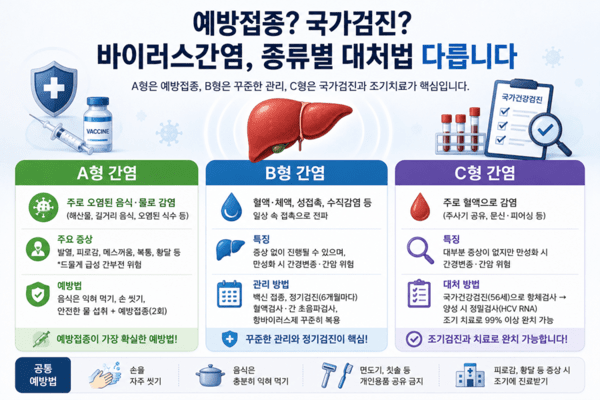 바이러스간염은 종류별로 대처법에 차이가 있어 구분해 알아두는 것이 중요하다(인포그래픽=AI 생성).&nbsp;