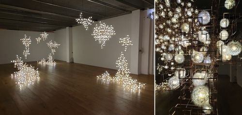 (서울=연합뉴스) 황희경 기자 = 드리프트의 작품 '깨지기 쉬운 미래' 전시 전경(왼쪽)과 세부 이미지. 2022.12.8. zitrone@yna.co.kr 