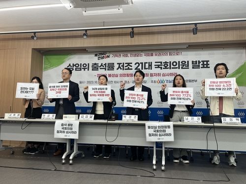 경실련, 상임위 출석률 저조 국회의원 발표 기자회견