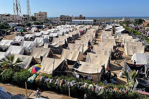 유엔이 세운 난민촌 [타스=연합뉴스]