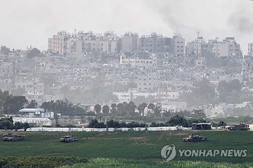 가자지구 내에서 작전중인 이스라엘군 탱크 모습