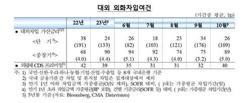 대외 외화차입여건 