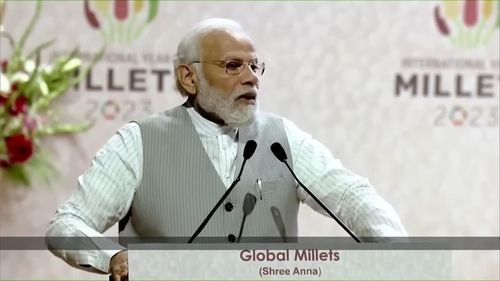 기장에 대해 연설하는 나렌드라 모디 총리