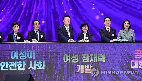 전국여성대회 퍼포먼스하는 대통령