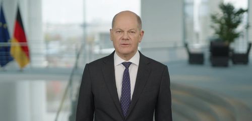 대국민 영상메시지 내놓은 올라프 숄츠 독일 총리