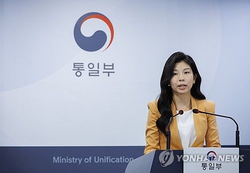 취재진 질문에 답하는 김인애 통일부 부대변인