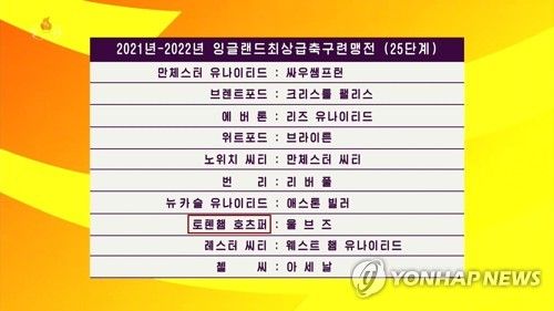 북한, EPL 하이라이트 방영하며 손흥민 뛰는 토트넘은 중계 안 해