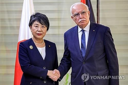 3일 팔레스타인서 열린 일본·팔레스타인 외교장관 회담