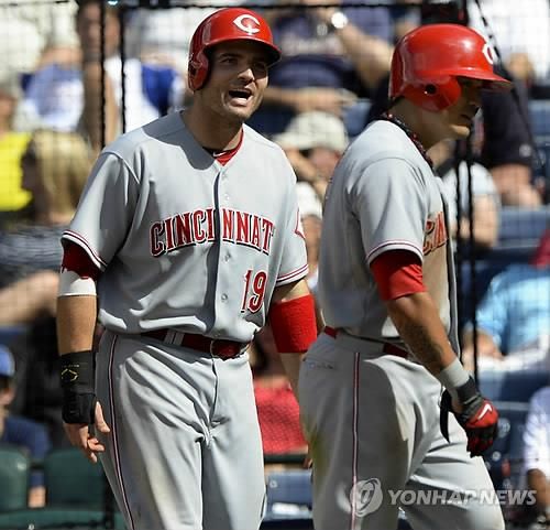 2013년 추신수와 함께했던 조이 보토(왼쪽)