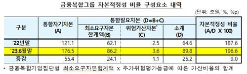 금융복합그룹 자본적정성 비율 구성요소 내역