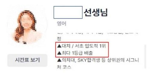 학원 강사 경력 과장 광고 사례