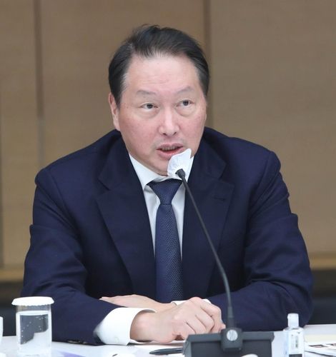 대한상의 송년 기자간담회에 참석한 최태원 회장