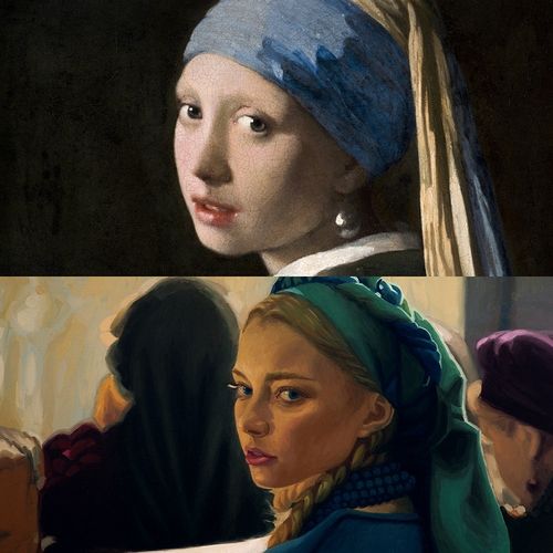 요하네스 베르메르의 '진주 귀고리를 한 소녀'(위)와 영화 '립세의 사계' 속 한 장면