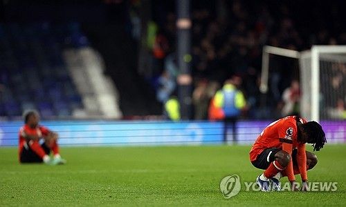 고개 숙인 루턴 타운 선수들