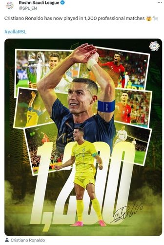 호날두의 1천200경기 출전을 알린 사우디 프로리그