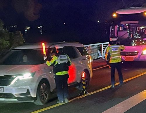 지난 14일 제주경찰청 음주운전 단속 현장