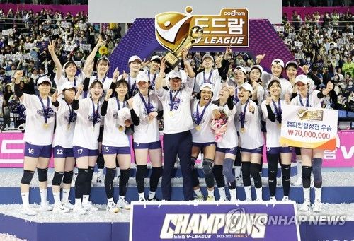 여자배구 챔피언에 오른 한국도로공사