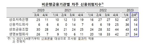 비은행금융기관별 차주 신용위험지수