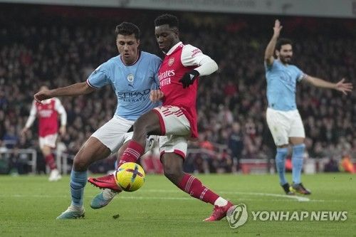 맨시티와 아스널의 경기 모습. 