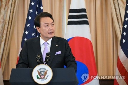 국무부 국빈오찬 답사하는 윤 대통령