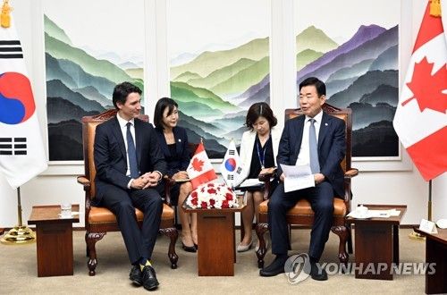 국회의장·트뤼도 캐나다 총리 환담