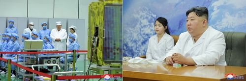 김정은 부녀의 정찰위성 발사준비위원회 공개활동