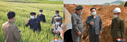 김덕훈 내각총리는 봄철 농사 점검(좌)하고 최룡해 상임위원장은 물길 공사 시찰 