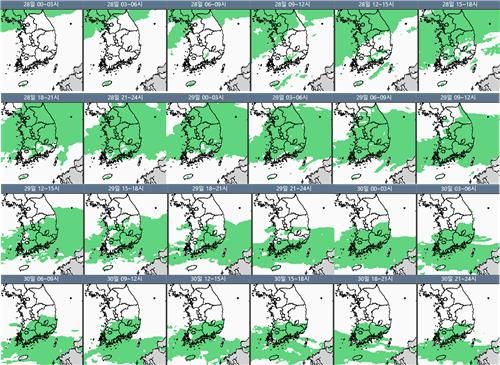 28일부터 30일까지 강수 시나리오. [기상청 제공. 재판매 및 DB 금지]