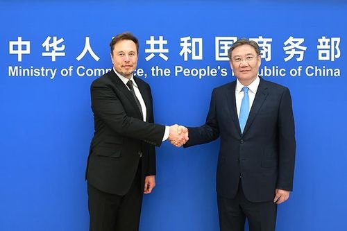 왕원타오 중국 상무부장과 머스크 테슬라 CEO