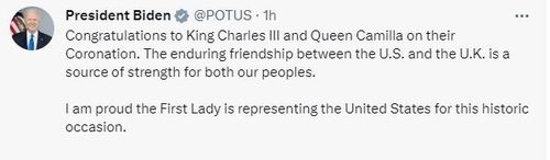 찰스 3세 영국 국왕 대관식 축하 메시지를 보낸 조 바이든 미국 대통령