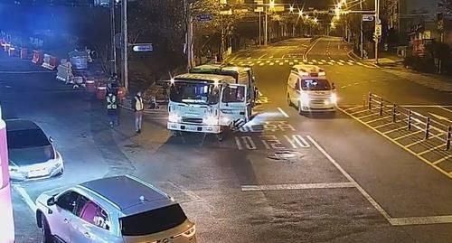 음주운전 차에 치인 환경미화원 사고 현장 